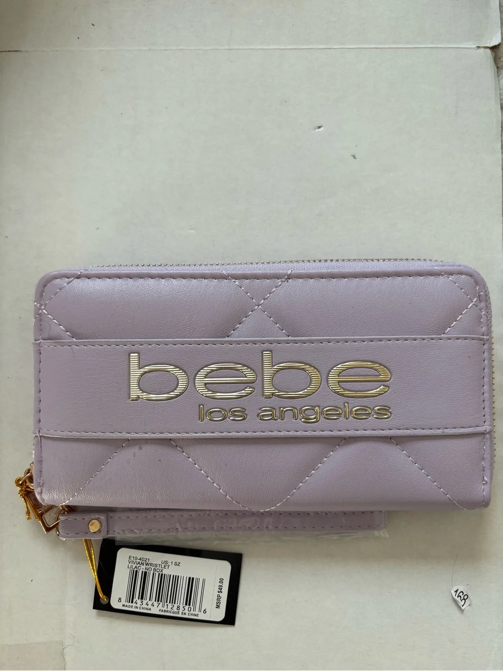 bebe Quilted Lavender Wallet with Gold Logo